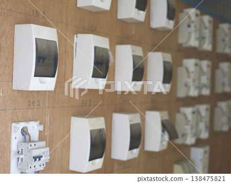 Close View of Residential Meter Panel Board 138475821