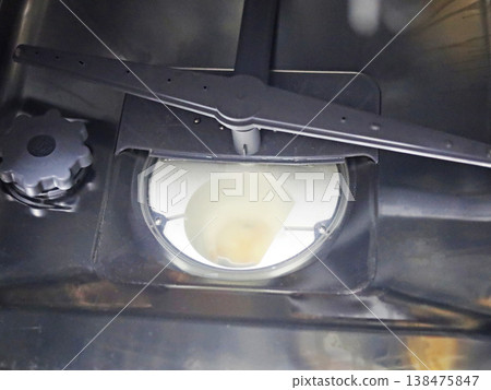 Dishwasher Interior Showing Filter And Spray Arm Dishwasher Interior Showing Filter And Spray Arm 138475847
