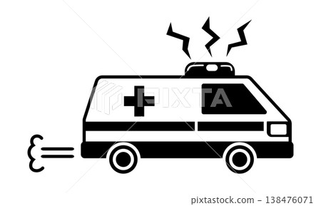 Monochrome icon of an ambulance being dispatched in an emergency. 138476071