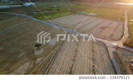 Drone View of Farmland with Crop Patterns 138476121