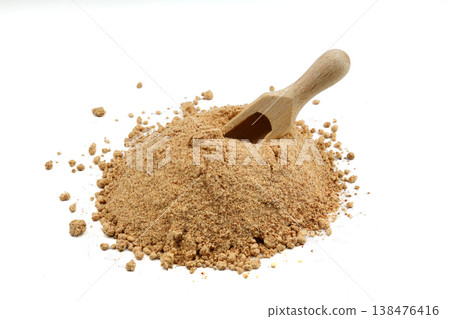 Pure Oleaster Seed Powder Pile on White Background Organic Superfood Texture for Natural Health 138476416