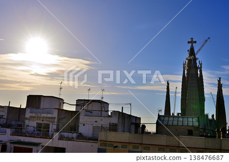 The latest Sagrada Familia with a cross installed. The latest Sagrada Familia with a cross installed. 138476687