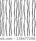Abstract seamless striped pattern. Black and white graphics. Irregular wavy lines, texture. Ink. Flat style, hand-drawn. for fabric design, textiles, 138477288