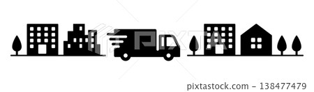 快遞卡車圖示插圖素材 快遞卡車圖示插圖素材 138477479