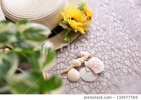 Summer flowers and straw hats Summer flowers and straw hats 138477569