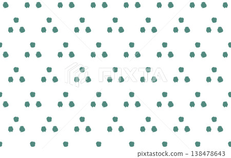 Hand-drawn style polka dot seamless pattern on a white background with teal green dots. 138478643