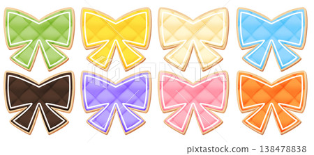 Illustration of a ribbon-shaped icing cookie Illustration of a ribbon-shaped icing cookie 138478838