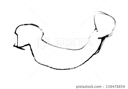 [Transparent Background] Monochrome image of a U-shaped curve with rounded ends, drawn with ink lines. 138478859