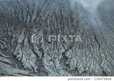 The textured and background of igneous rock at the base of Kawah Ijen volcano in Indonesia. When the lava cools and dries on the surface of the earth, it is called volcanic or extrusive igneous rock. The textured and background of igneous rock at the base of Kawah Ijen volcano in Indonesia. When the lava cools and dries on the surface of the earth, it is called volcanic or extrusive igneous rock. 138478868