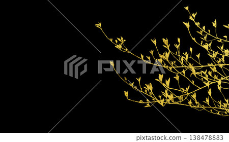A traditional Japanese "makie" style art piece that depicts the sprouting of young leaves using gold leaf. A traditional Japanese "makie" style art piece that depicts the sprouting of young leaves using gold leaf. 138478883
