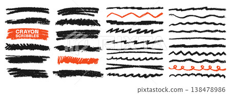 Chalk swirl line divider pattern crayon scribble set flowing continuous squiggle strokes linework Chalk swirl line divider pattern crayon scribble set flowing continuous squiggle strokes linework 138478986