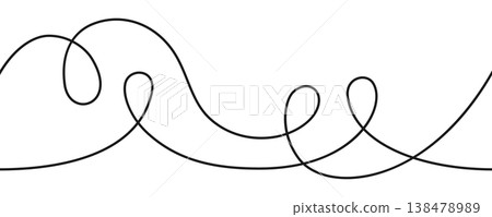 Seamless wavy swirl line pattern flowing curves continuous squiggle strokes thin doodle linework Seamless wavy swirl line pattern flowing curves continuous squiggle strokes thin doodle linework 138478989