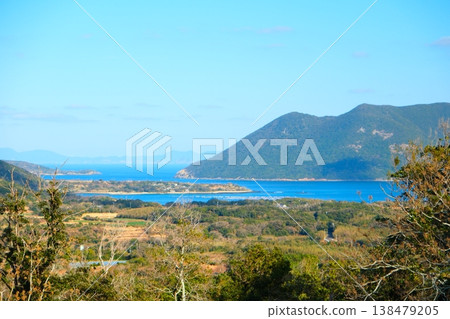 Nozaki Island as seen from Ojika Island in the Goto Islands, Sasebo City, Nagasaki Prefecture 138479205