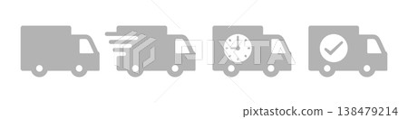 簡約送貨卡車圖示素材 - 灰色 138479214