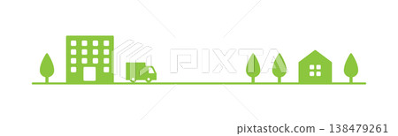 Simple and easy-to-use design of a delivery truck - light green 138479261