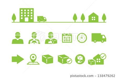 Logistics, transportation, truck icon illustration material - light green Logistics, transportation, truck icon illustration material - light green 138479262