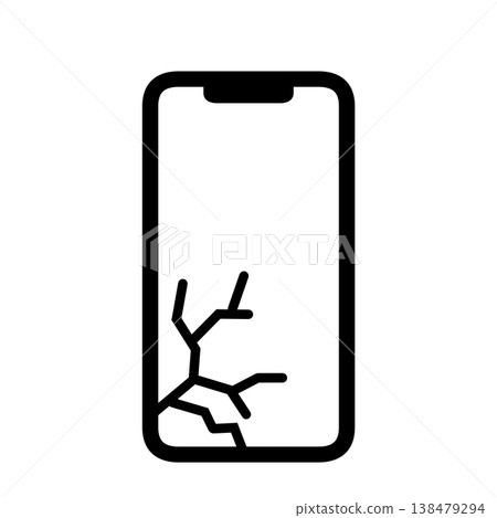智慧型手機螢幕破裂的線條藝術圖標 智慧型手機螢幕破裂的線條藝術圖標 138479294