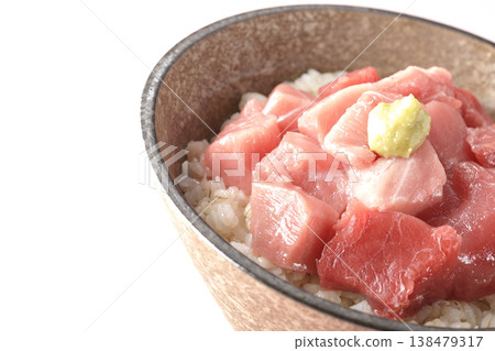 A single serving photo of a bowl of diced tuna. A single serving photo of a bowl of diced tuna. 138479317