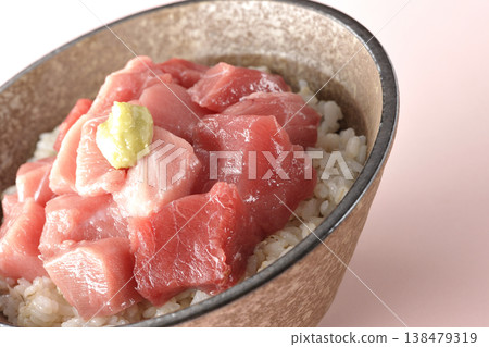 A single serving photo of a bowl of diced tuna. A single serving photo of a bowl of diced tuna. 138479319