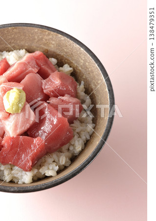 A single serving photo of a bowl of diced tuna. 138479351