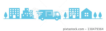 Express delivery truck icon illustration material - light blue 138479364