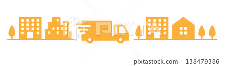 Express delivery truck icon illustration material - orange 138479386