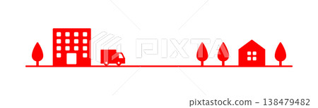 Simple and easy-to-use design of a delivery truck - red 138479482