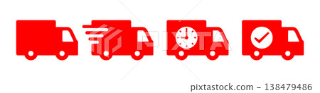 簡易送貨卡車圖示素材 - 紅色 簡易送貨卡車圖示素材 - 紅色 138479486