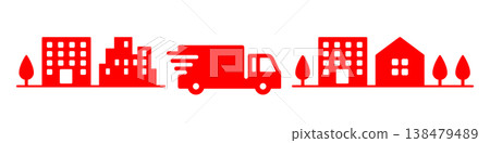 紅色快遞卡車圖示插圖素材 紅色快遞卡車圖示插圖素材 138479489