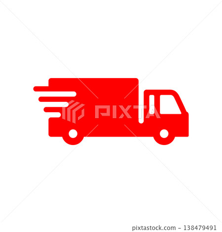 快遞卡車簡易圖示 - 紅色 138479491