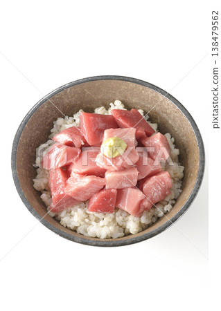 A bowl of diced tuna photographed alone against a white background. A bowl of diced tuna photographed alone against a white background. 138479562