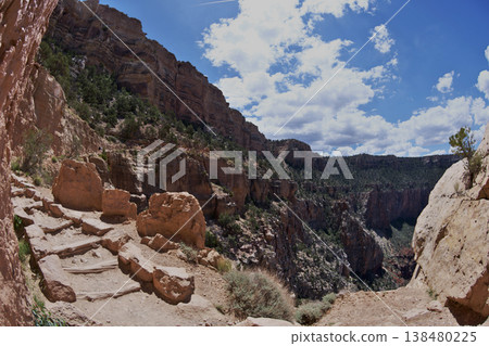A view looking up from near the entrance to the South Kaiba Trail in the Grand Canyon. A view looking up from near the entrance to the South Kaiba Trail in the Grand Canyon. 138480225