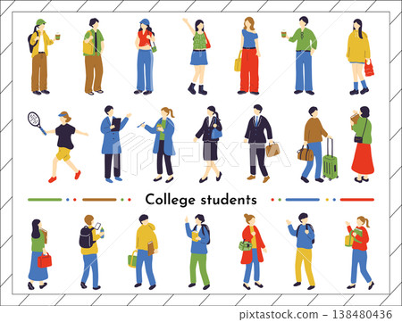 College student illustration set 138480436