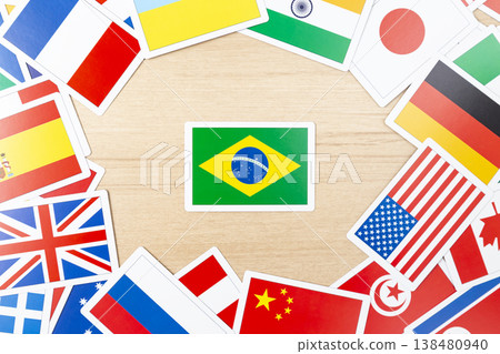 Brazilian flag and lots of flag cards Brazilian flag and lots of flag cards 138480940