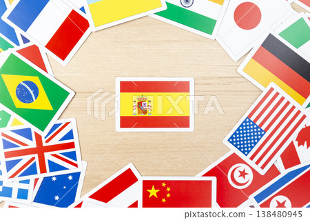 Spanish flag and lots of flag cards Spanish flag and lots of flag cards 138480945