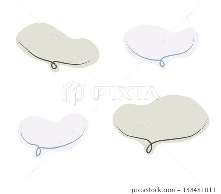 A set of one-stroke style speech bubble illustration materials (hand-drawn, muted colors, lavender, greige, simple). A set of one-stroke style speech bubble illustration materials (hand-drawn, muted colors, lavender, greige, simple). 138481011
