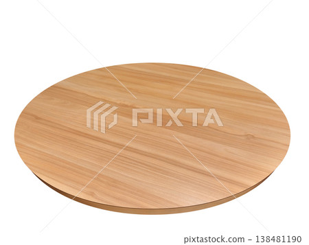 A circular wooden table is placed separately on a white background. A circular wooden table is placed separately on a white background. 138481190