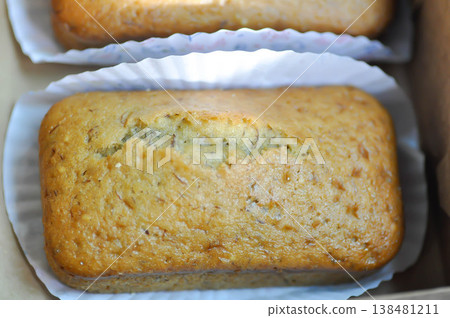 banana cake or banana bread or almond bread , loaf of bread banana cake or banana bread or almond bread , loaf of bread 138481211
