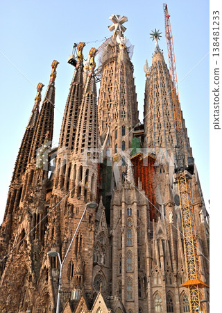 The Sagrada Familia with a cross installed. The Sagrada Familia with a cross installed. 138481233