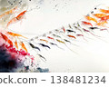 Fluid Shrimp Movement in Soft Gradient Watercolor Composition  138481234