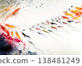 Shrimp Movement in Soft Gradient Watercolor Composition  138481249