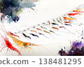 Shrimp Stream in Warm Orange Tones with Flowing Motion 138481295