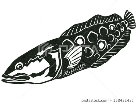 這是一張用紙剪出的蛇頭魚插圖,對於害怕蛇的人來說,它看起來很危險。 這是一張用紙剪出的蛇頭魚插圖,對於害怕蛇的人來說,它看起來很危險。 138481455