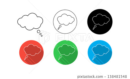 Trendy Thought Bubble Cloud Icon Colorful Flat Speech Bubble and Concept Design Elements Trendy Thought Bubble Cloud Icon Colorful Flat Speech Bubble and Concept Design Elements 138481548
