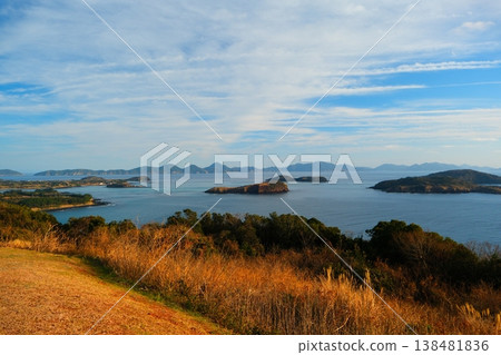 長崎縣五島列島小千花島斑島公園日落 138481836