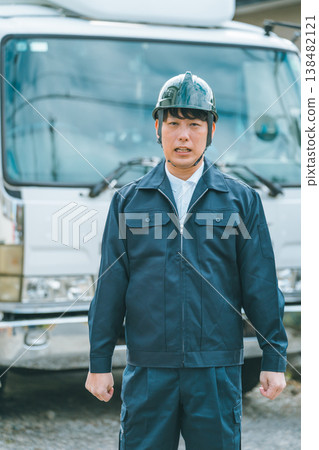Angry truck driver 138482121