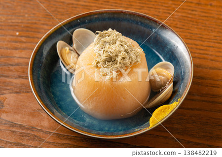 Daikon oden: A classic Japanese stewed dish where the daikon radish absorbs the broth. 138482219