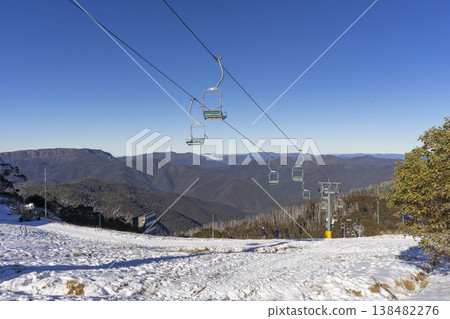 Victoria, Australia - July 4, 2024 : Ski lift at ski resort in Mt.Buller in Victoria, Australia on July 4, 2024. Victoria, Australia - July 4, 2024 : Ski lift at ski resort in Mt.Buller in Victoria, Australia on July 4, 2024. 138482276
