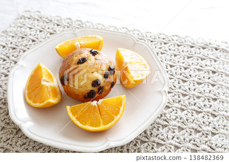 Orange and dried fruit muffin plate Orange and dried fruit muffin plate 138482369