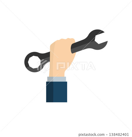 Hand holding a wrench 138482401